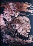 Kratzbild Kupfer - Löwen